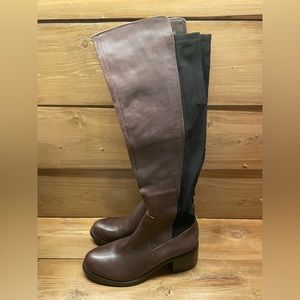 Vince Camuto Womens Leather Knee High Tall Riding Boots Brown 5.5 Block Heels